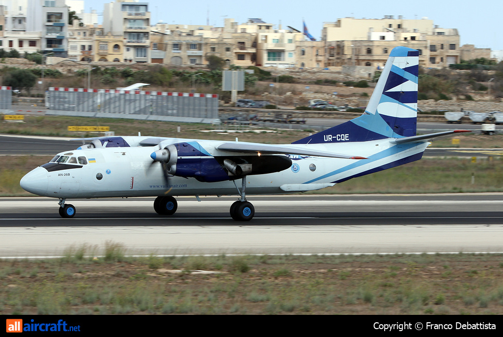 UR-CQE · Antonov An-26B · MLA / LMML